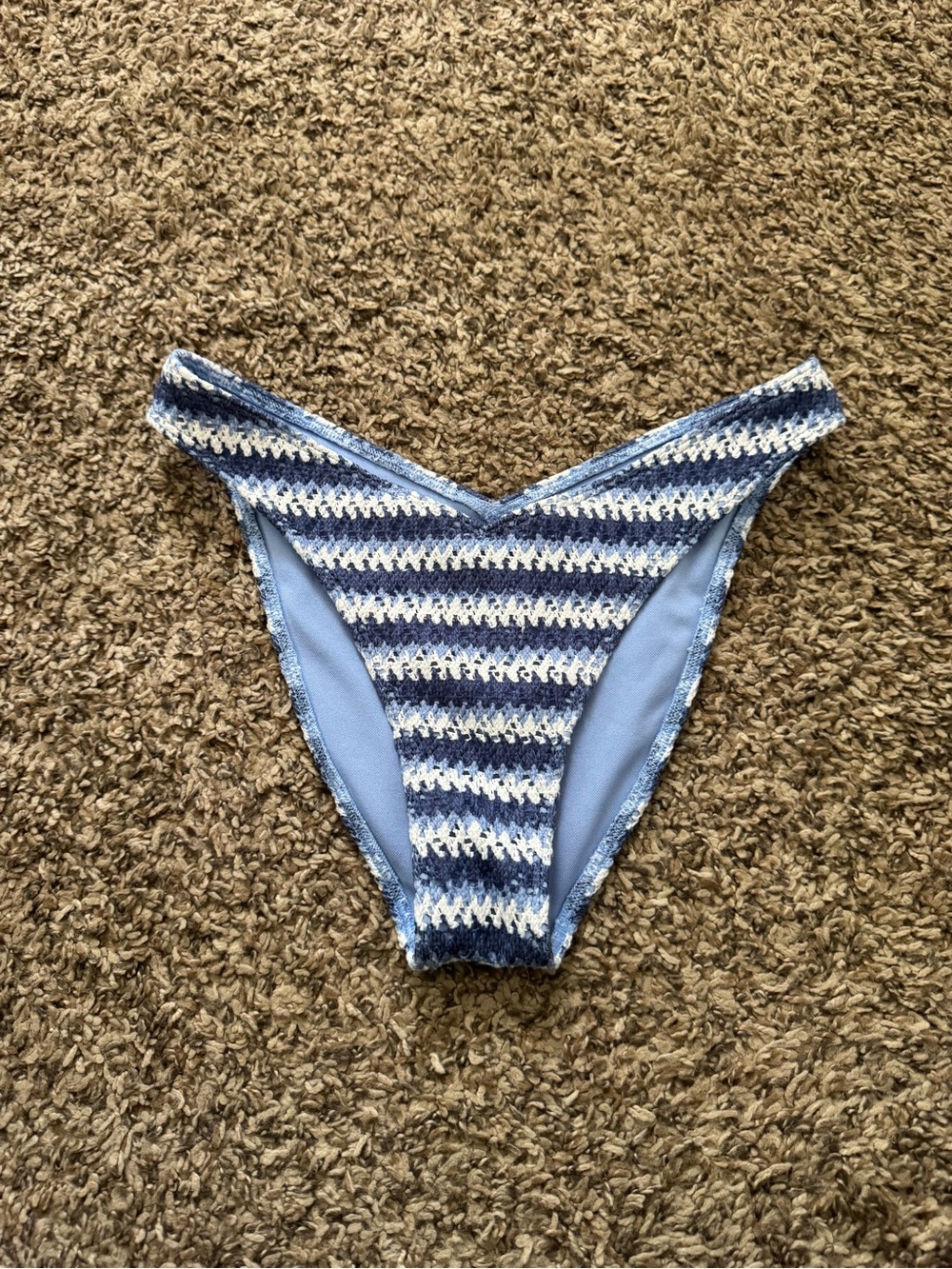 Hollister Blue & White Striped Crochet Bikini Bottom